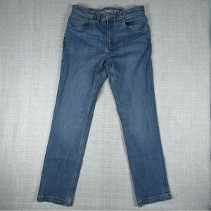 Duluth Trading Ballroom Double Flex Jeans Mens 34x34 Blue Relaxed Straight Denim